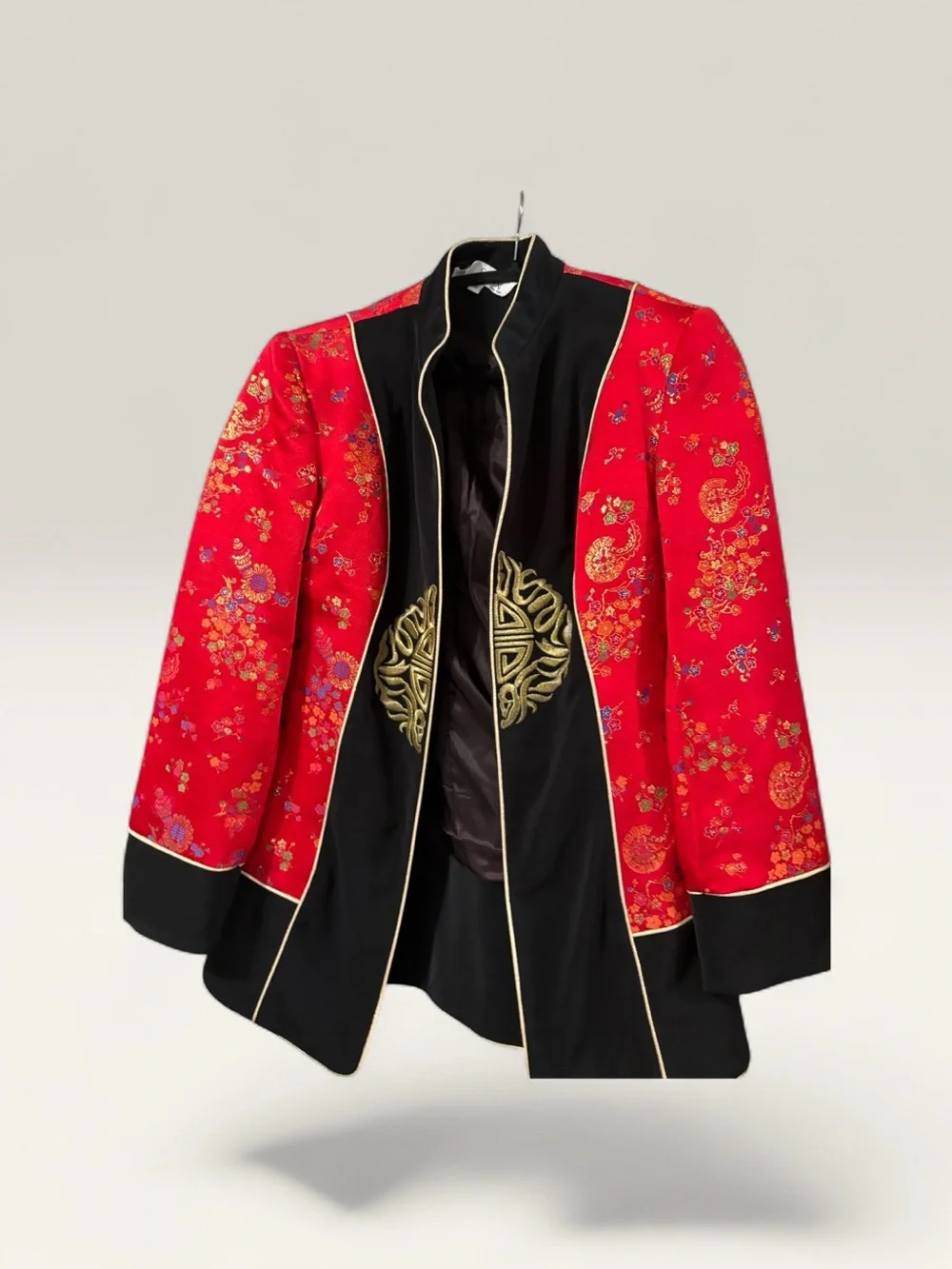 Vintage 90s Le Sien NY red brocade Embroidered statement jacket size 10